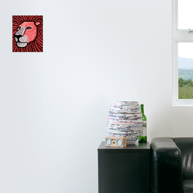 Trippy Red Lion Mane | Pop Art Doodle by TuncGK